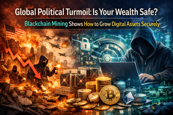 Global political turmoil: Are your assets safe? Blackchain Mining teaches you how to easily and steadily earn digital wealth.