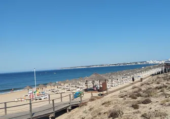 The wooden walkway along Salgados Lagoon in the Algarve