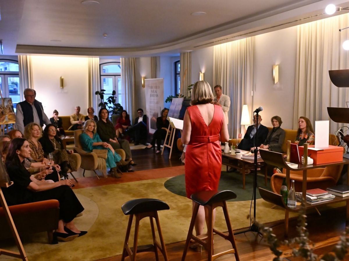 Natalie Turner reading from The Red Silk Dress during the first Red Silk Salon at The Vintage
