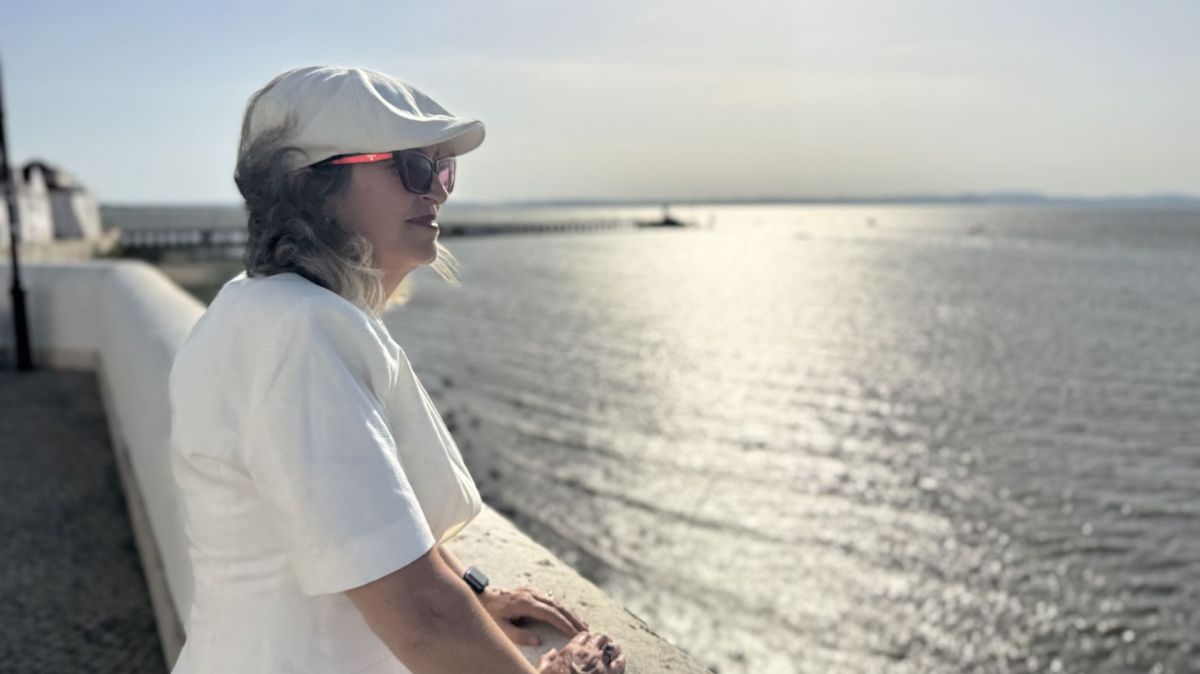 Natalie Turner beside the Tagus River near her home in Portugal