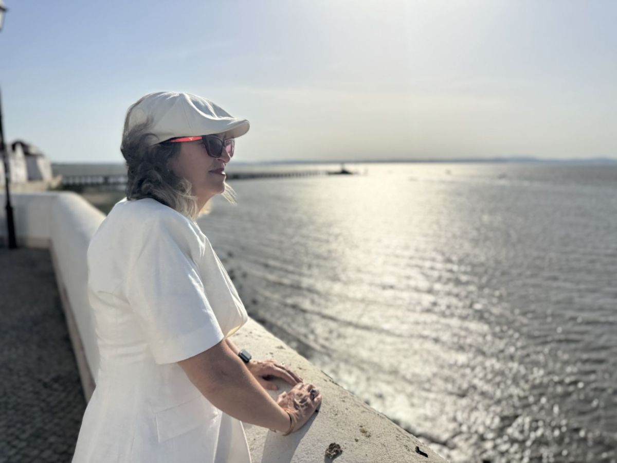 Natalie Turner beside the Tagus River near her home in Portugal