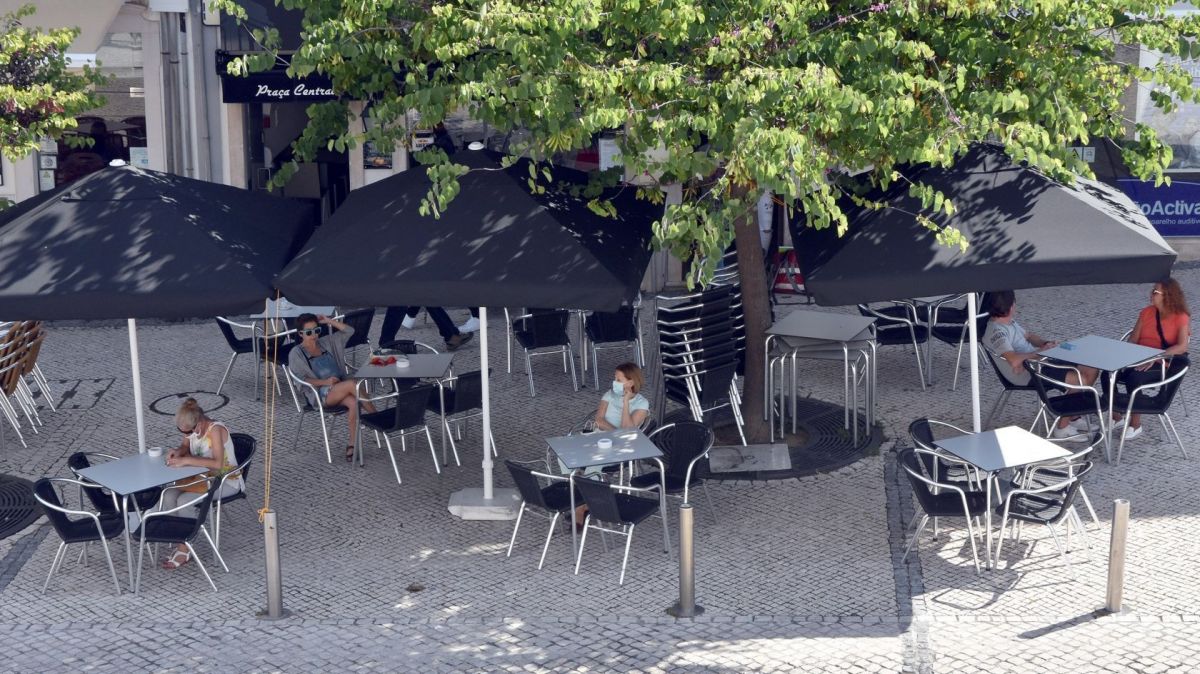 Coronavirus masks in restaurant terrace
