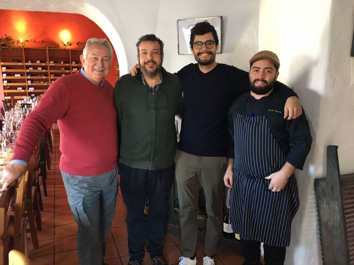 Steve Rigby (AWS), Andre Gomes Pereira (Qta do Montalto, Antonio Teixeira and Chef Marcelo Pegacho (Rolha)
